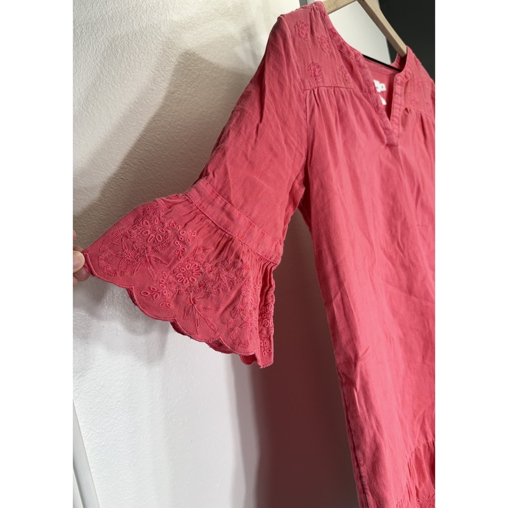 Vineyard Vines Paradise Pink Flutter Sleeve Linen Blend Dress Embroidered Size 8 - Picture 2 of 7